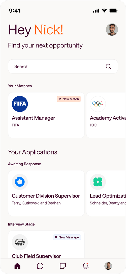 Flair app matches screen